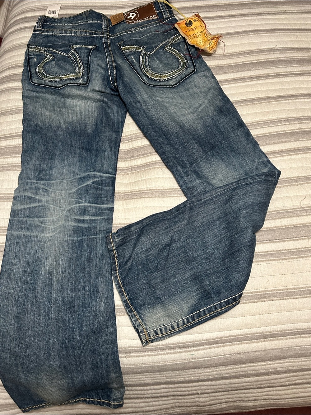 Big Star Men's Bootcut Jeans in Faded Blue Denim